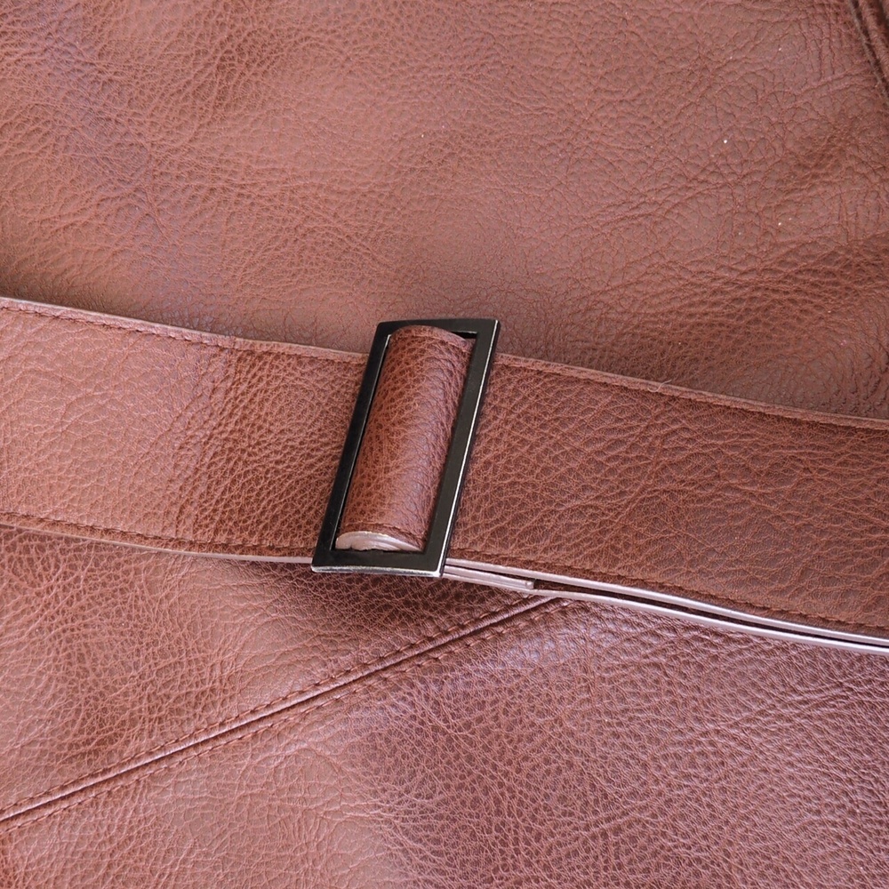 MICHE Brown Leather Travel Messenger Bag - Picture 3 of 4